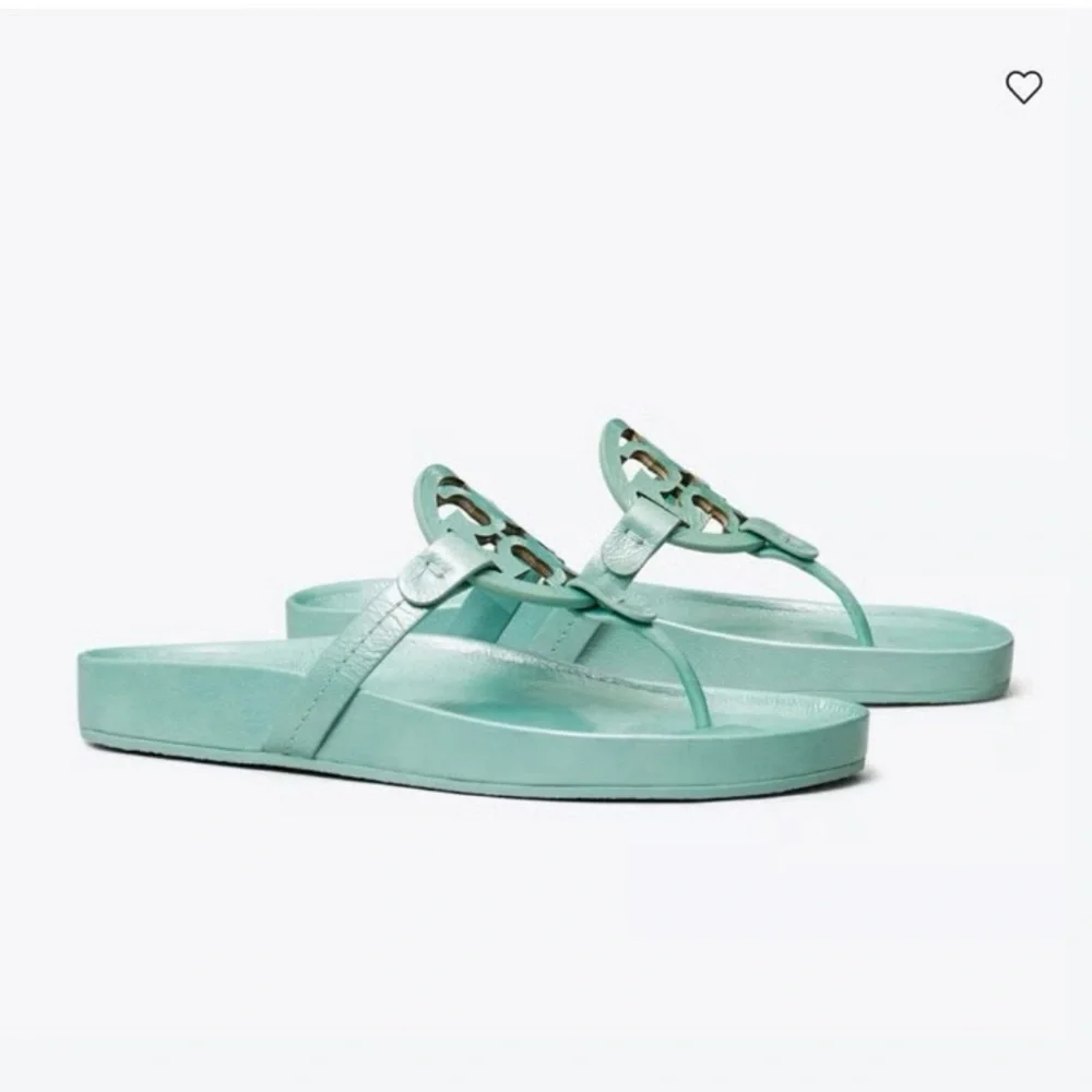 TORY BURCH MILLER CLOUD METALLIC LEATHER AUDREY BLUE 400 SIZE US 8  NEW